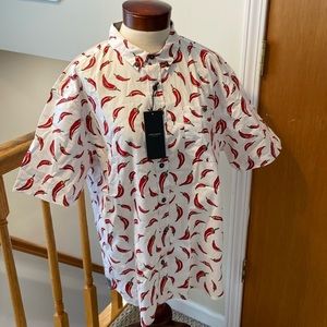 Sunrise Kingdom Vintage Design Chili Pepper Men’s SS Woven Shirt 🌶️